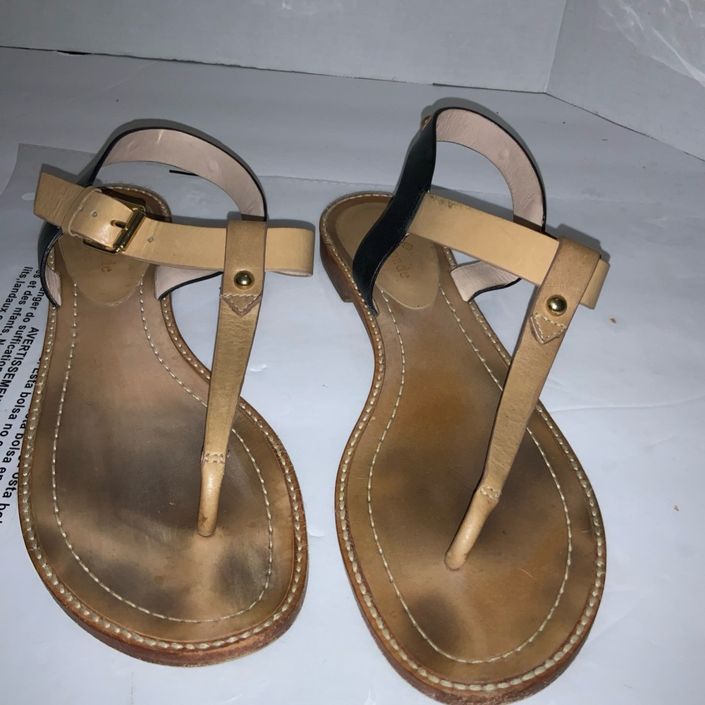 Kate Spade Tan and Black Leather Sandals